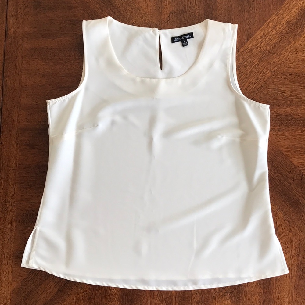 Notations cream dress tank top blouse medium EUC